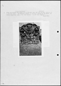 Photographs and research notes relating to graveyard monuments in Irvine Churchyard, Ayrshire. 
