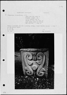 Photographs and research notes relating to graveyard monuments in Kirkmichael Churchyard, Ayrshire. 
