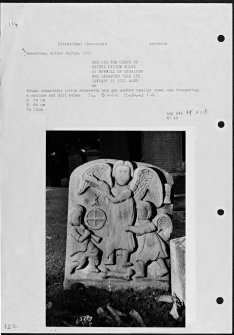 Photographs and research notes relating to graveyard monuments in Kirkmichael Churchyard, Ayrshire. 
