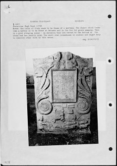 Photographs and research notes relating to graveyard monuments in Crosbie Churchyard, Ayrshire. 
