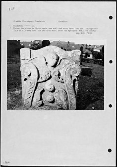 Photographs and research notes relating to graveyard monuments in Crosbie Churchyard, Ayrshire. 
