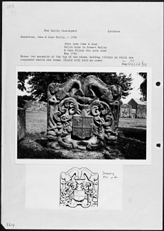 Photographs and research notes relating to graveyard monuments in New Dailly Churchyard, Ayrshire. 
