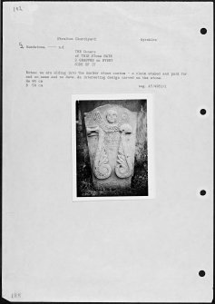 Photographs and research notes relating to graveyard monuments in Straiton Churchyard, Ayrshire. 
