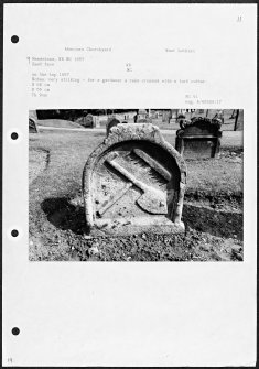 Photographs and research notes relating to graveyard monuments in Abercorn Churchyard, West Lothian. 
