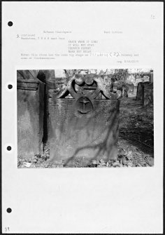 Photographs and research notes relating to graveyard monuments in Bo'ness Lower Churchyard, West Lothian. 
