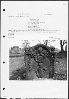 Photographs and research notes relating to graveyard monuments in Uphall Churchyard, West Lothian.