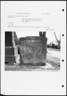 Photographs and research notes relating to graveyard monuments in Torphichen Churchyard, West Lothian.
