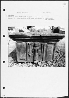 Photographs and research notes relating to graveyard monuments in Uphall Churchyard, West Lothian. 
