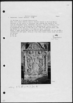 Photographs and research notes relating to graveyard monuments in Brechin Cathedral Churchyard, Angus. 
