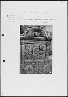 Photographs and research notes relating to graveyard monuments in Brechin Cathedral Churchyard, Angus. 
