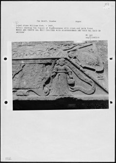 Photographs and research notes relating to graveyard monuments in The Howff, Dundee, Angus. 
