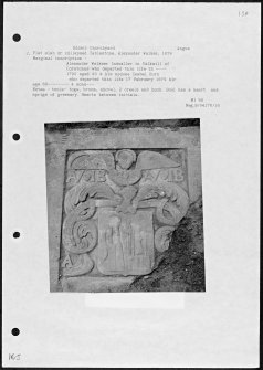 Photographs and research notes relating to graveyard monuments in Edzell Churchyard, Angus. 
