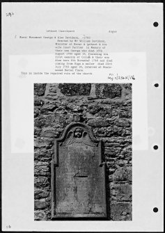 Photographs and research notes relating to graveyard monuments in Lethnot Churchyard, Angus. 
