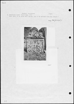 Photographs and research notes relating to graveyard monuments in Menmuir Churchyard, Angus. 
