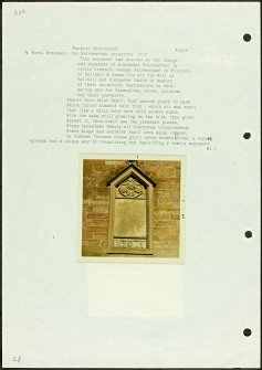 Photographs and research notes relating to graveyard monuments in Menmuir Churchyard, Angus. 
