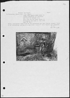 Photographs and research notes relating to graveyard monuments in Monikie Churchyard, Angus. 
