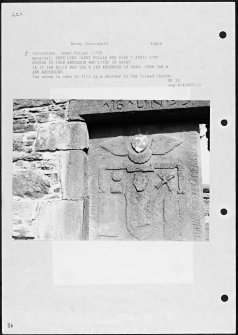 Photographs and research notes relating to graveyard monuments in Nevay Churchyard, Angus. 
