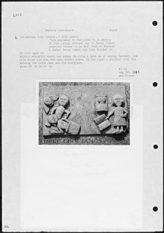 Photographs and research notes relating to graveyard monuments in Newtyle Churchyard, Angus. 

