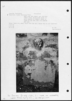 Photographs and research notes relating to graveyard monuments in Dunottar Churchyard, Kincardineshire.
