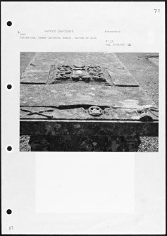 Photographs and research notes relating to graveyard monuments in Garvock Churchyard, Kincardineshire.
