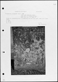 Photographs and research notes relating to graveyard monuments in Glenbervie Churchyard, Kincardineshire.
