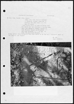 Photographs and research notes relating to graveyard monuments in Glenbervie Churchyard, Kincardineshire.
