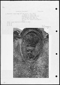 Photographs and research notes relating to graveyard monuments in Glenbervie Churchyard, Kincardineshire.
