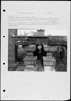 Photographs and research notes relating to graveyard monuments in Caerlaverack Churchyard, Dumfries.