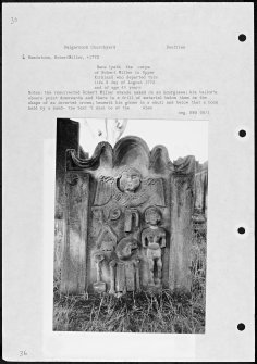 Photographs and research notes relating to graveyard monuments in Dalgarnock Churchyard, Dumfries.