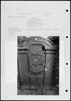 Photographs and research notes relating to graveyard monuments in Dornock Churchyard, Dumfries.