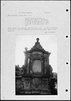 Photographs and research notes relating to graveyard monuments in St Michaels, Dumfries.