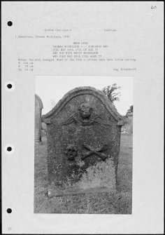 Photographs and research notes relating to graveyard monuments in Gretna Churchyard, Dumfries.