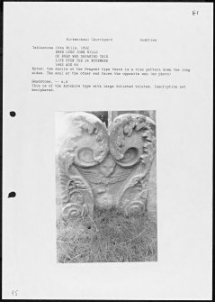 Photographs and research notes relating to graveyard monuments in Kirkmichael Churchyard, Dumfries.