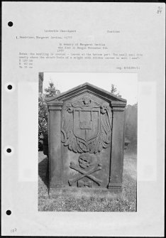 Photographs and research notes relating to graveyard monuments in Lockerbie Churchyard, Dumfries.