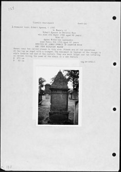 Photographs and research notes relating to graveyard monuments in Tinwald Churchyard, Dumfries.