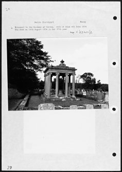 Photographs and research notes relating to graveyard monuments in Bellie Churchyard, Banffshire and Moray.
