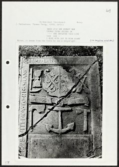 Photographs and research notes relating to graveyard monuments in Kirkmichael Churchyard, Banffshire and Moray.
