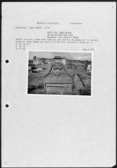 Photographs and research notes relating to graveyard monuments in Madderty Churchyard, Perthshire.
