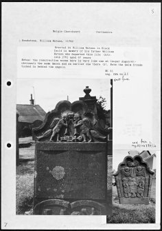 Photographs and research notes relating to graveyard monuments in Meigle Churchyard, Perthshire.