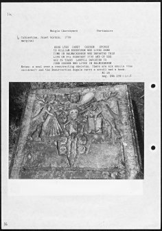 Photographs and research notes relating to graveyard monuments in Meigle Churchyard, Perthshire.