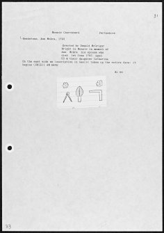 Photographs and research notes relating to graveyard monuments in Monzie Churchyard, Perthshire.