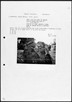 Photographs and research notes relating to graveyard monuments in Monzie Churchyard, Perthshire.