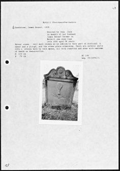Photographs and research notes relating to graveyard monuments in Muthill Churchyard, Perthshire.