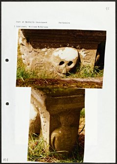 Photographs and research notes relating to graveyard monuments in Port of Menteith Churchyard, Perthshire.