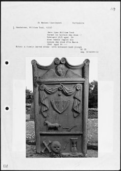 Photographs and research notes relating to graveyard monuments in St Madoes Churchyard, Perthshire.