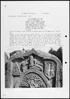 Photographs and research notes relating to graveyard monuments in St Madoes Churchyard, Perthshire.