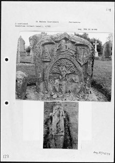 Photographs and research notes relating to graveyard monuments in St Madoes Churchyard, Perthshire.