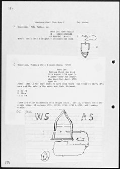 Photographs and research notes relating to graveyard monuments in Cambusmichael Churchyard, Perthshire.