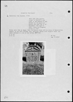 Photographs and research notes relating to graveyard monuments in Balmerino Churchyard, Fife.  
