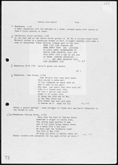 Photographs and research notes relating to graveyard monuments in Leslie Churchyard, Fife.  
